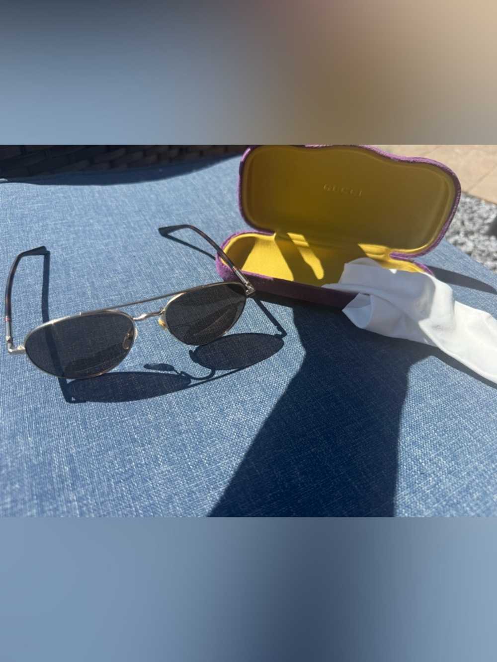 GUCCI Gold Frame Aviator Sunglasses with Brown Lenses ❤️ - Picture 12 of 15